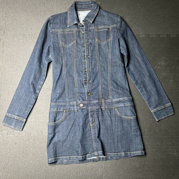 Blue Denim Button-Up Midi Dress - Picture 9 of 9